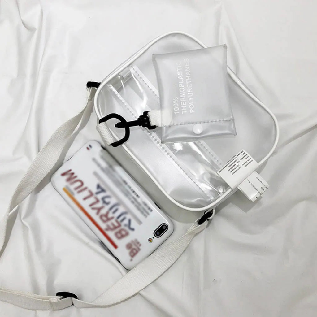 Solid Jelly Handbag for Women Transparent Diagonal Package