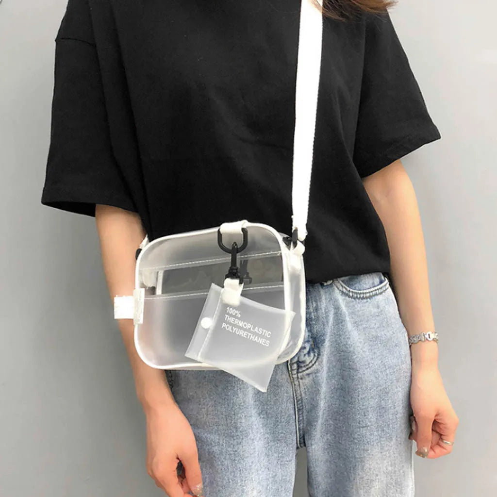Solid Jelly Handbag for Women Transparent Diagonal Package