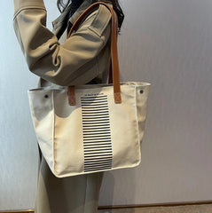 Women Canvas Work Laptop Tote Bag Big Capacity Commuter Weekender Bag