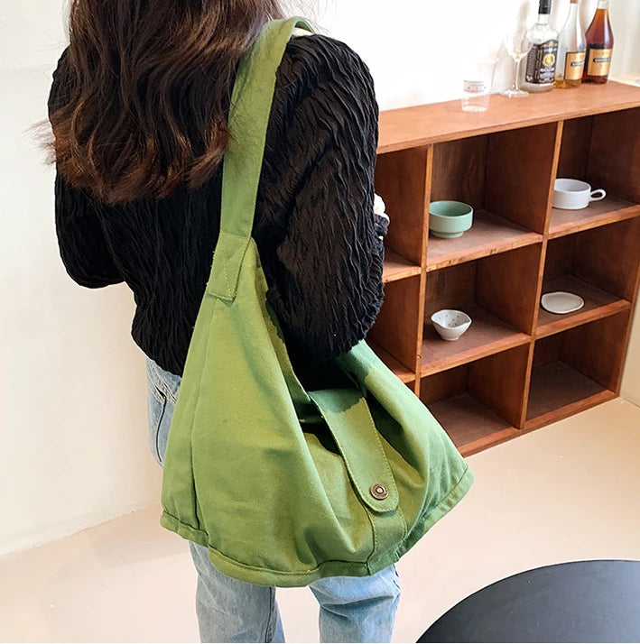 Oversized Female Casual Canvas Slouchy Shoulder Bag