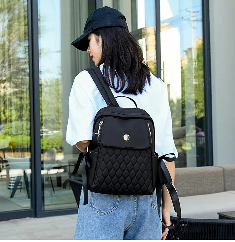 Oxford Backpack School Female Bags Solid Women Business Bags