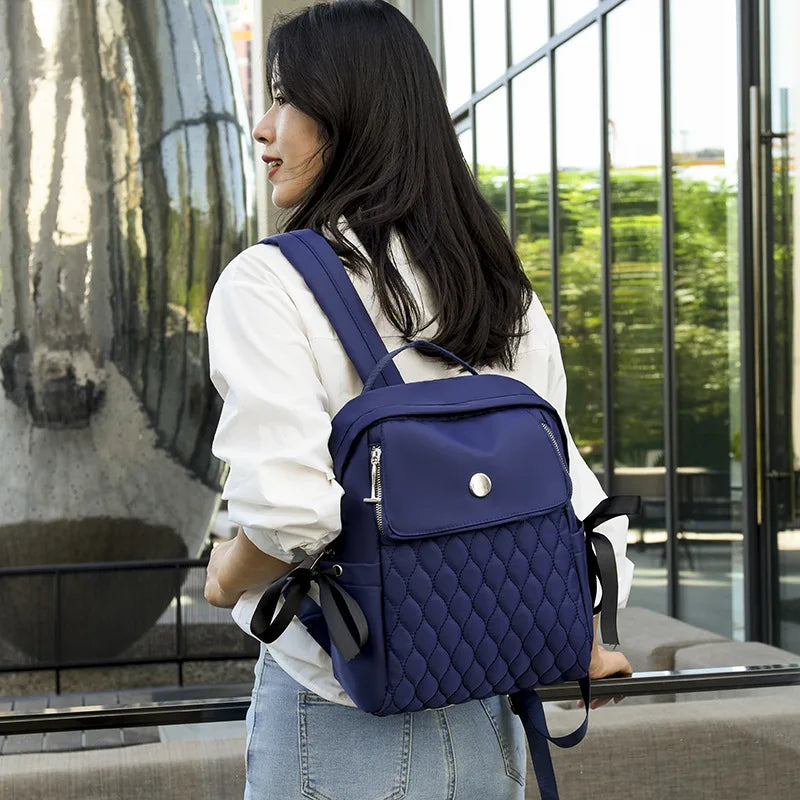 Oxford Backpack School Female Bags Solid Women Business Bags