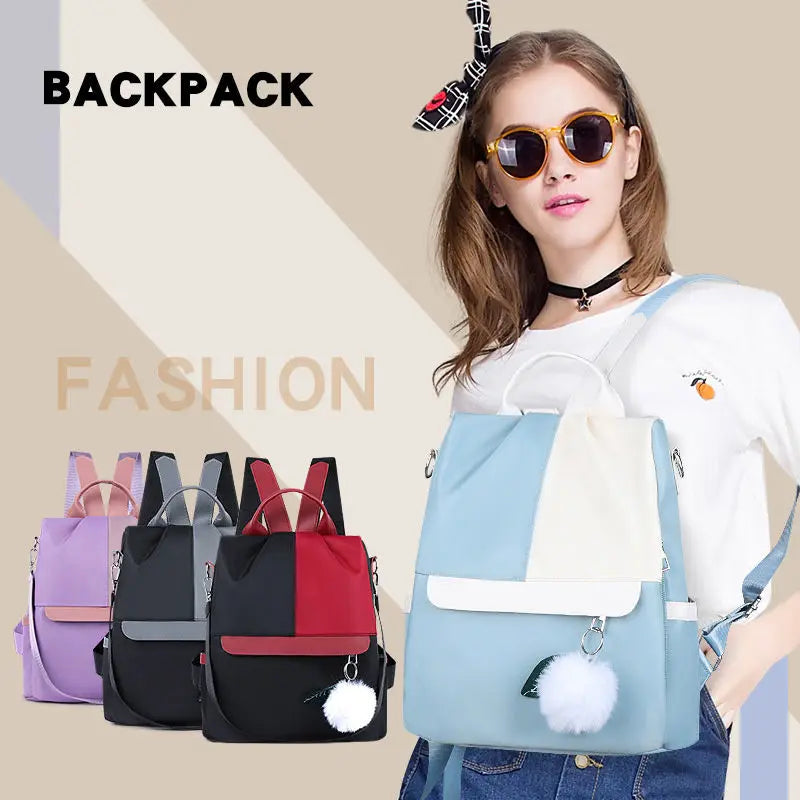 Oxford Waterproof Backpack for Women Splicing Female Shoulder Backpacks