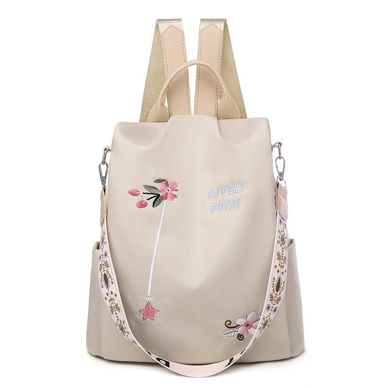 Chinese Style Embroidery Backpack Anti-theft Schoolbag