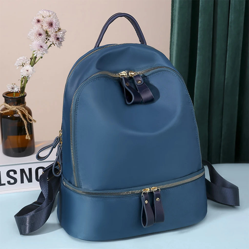 Fashionable Oxford Cloth Woman Backpack Waterproof 20-35L Solid Dual Strap Bag