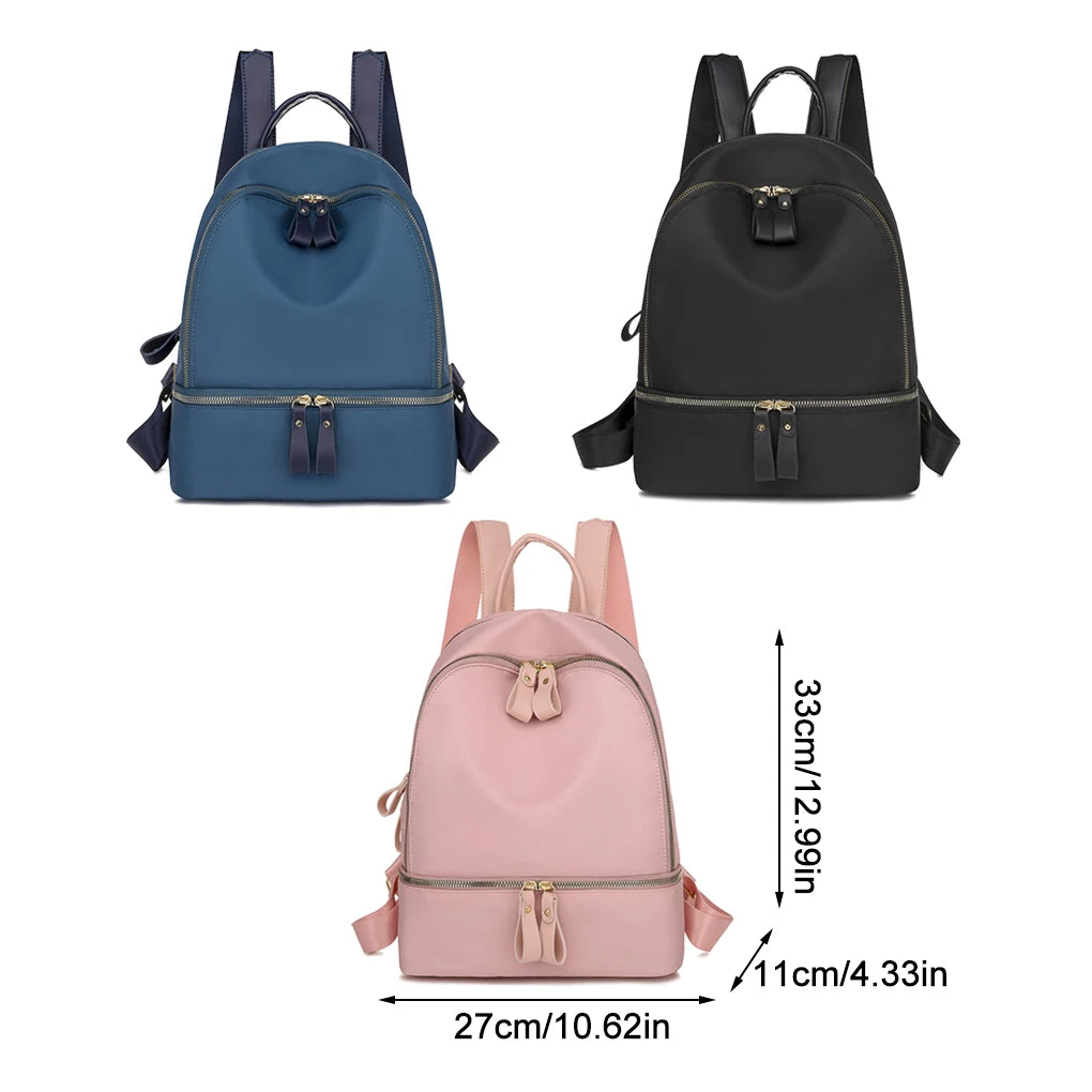 Fashionable Oxford Cloth Woman Backpack Waterproof 20-35L Solid Dual Strap Bag