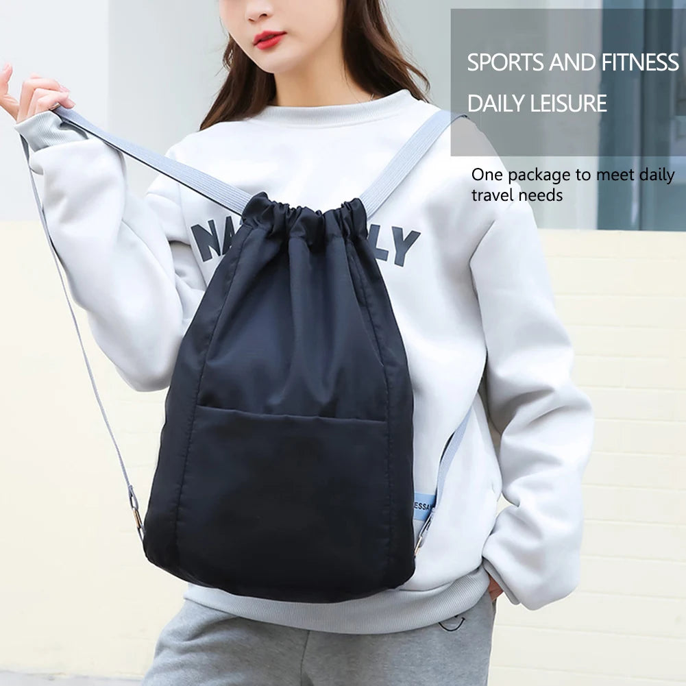Oxford Drawstring Backpack School Gym Drawstring Bag & Shoe Pocket