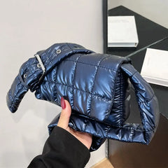 Oxford Quilted Tote Bag Lightweight Winter Warm Down Cotton Padded Plaid