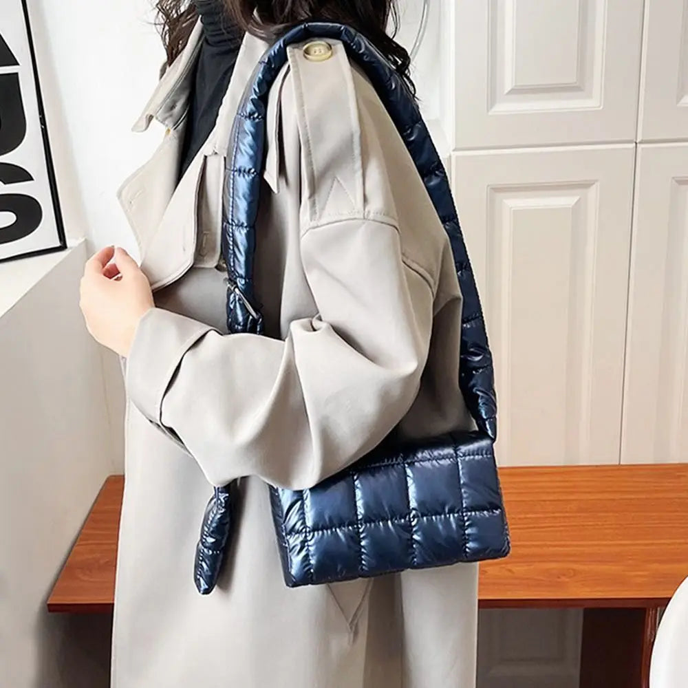 Oxford Quilted Tote Bag Lightweight Winter Warm Down Cotton Padded Plaid