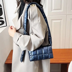 Oxford Quilted Tote Bag Lightweight Winter Warm Down Cotton Padded Plaid