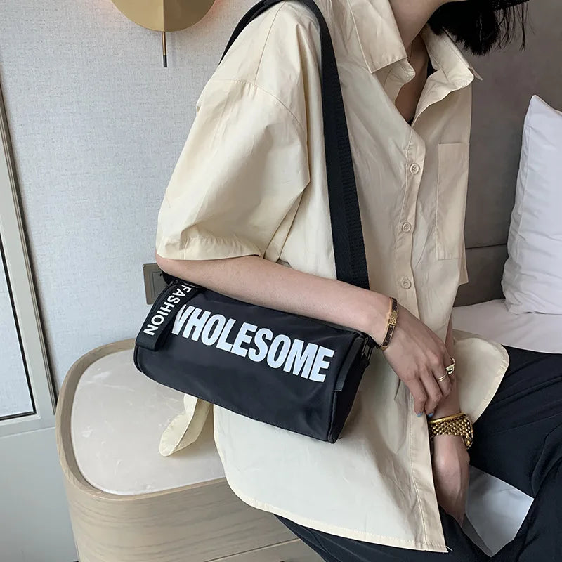 Oxford Round Small Bag Women's Crossbody Shoulder Bag Letter Messenger Bag