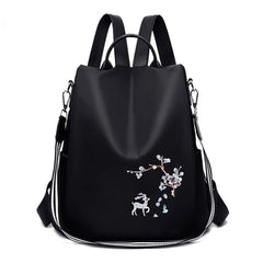 Oxford Women Backpack Embroidery Print School Shoulder Bags Anti-theft