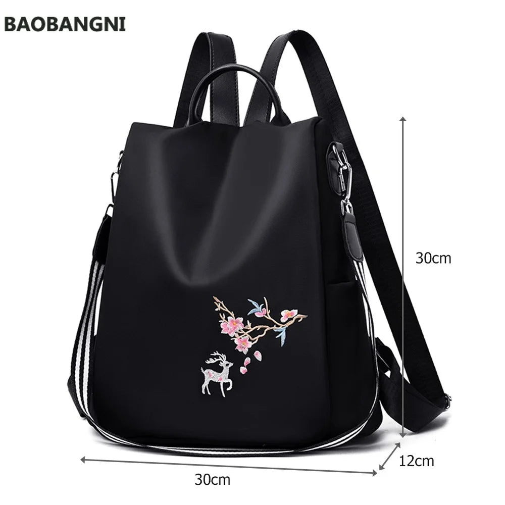 Embroidery Print Travel Backpack School Shoulder Bag