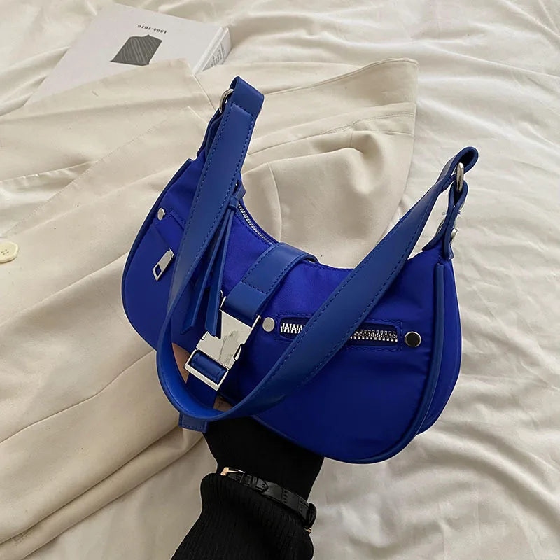 Oxford Women's Shoulder Bag Half Moon Handbag Y2K Tote Purse