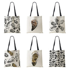 Oyster Seafood Bag Women Reusable Shopper Tote Bag