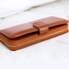 Oil Wax Leather Long Wallet Multi-card Purse