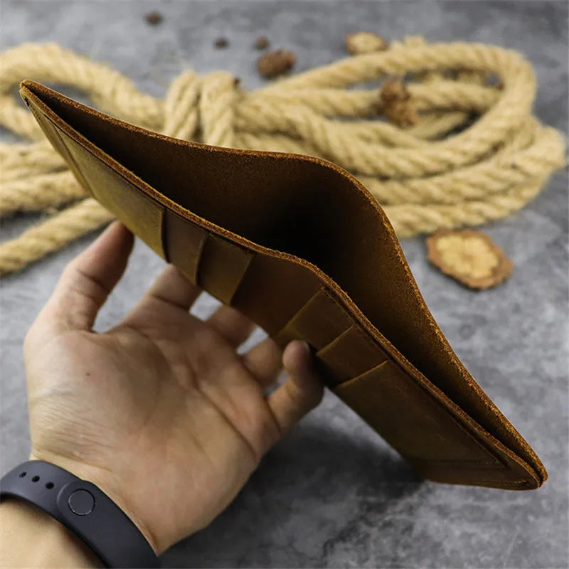 Vintage Leather Small Wallet Crazy Horse Leather Top Layer Cowhide Multi-Card