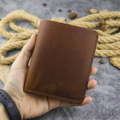 Vintage Leather Small Wallet Crazy Horse Leather Top Layer Cowhide Multi-Card