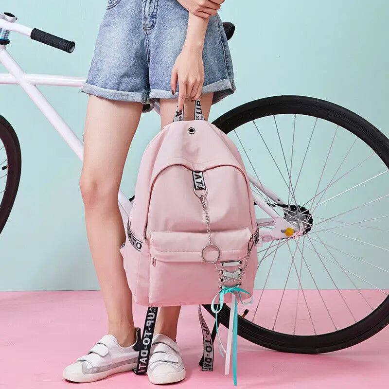 Waterproof Backpack Women School Bags For Teenagers Girls USB Charge Bow Travel