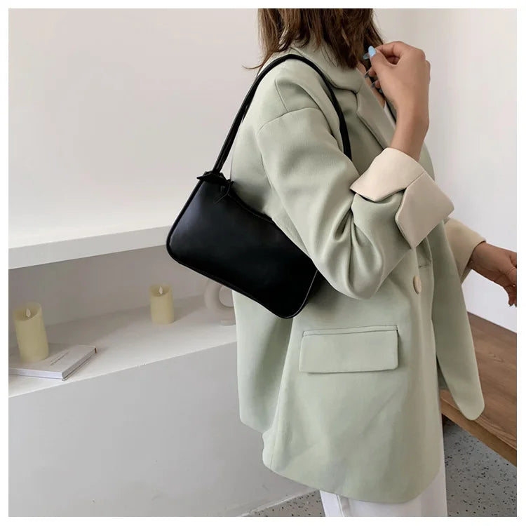 PU Underarm Bag Zipper French Handbag