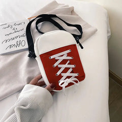 PU Canvas Shoulder Bags Women Drawstring Casual Ins Satchel Harajuku Purses