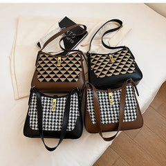 Winter Houndstooth Pattern Women's Handbag Large Capacity Underarm Bag