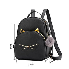 PU Cartoon Cat Backpack Personalized Name Lovely Women's Bag
