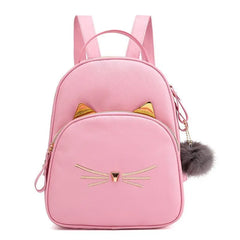 PU Cartoon Cat Backpack Personalized Name Lovely Women's Bag