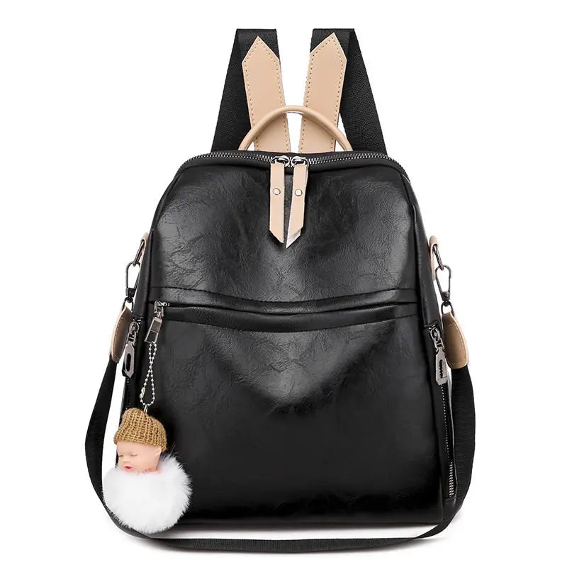 PU Female Backpacks Ladies Leather School Bags Large Capacity