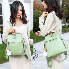PU Female Backpacks Ladies Leather School Bags Large Capacity