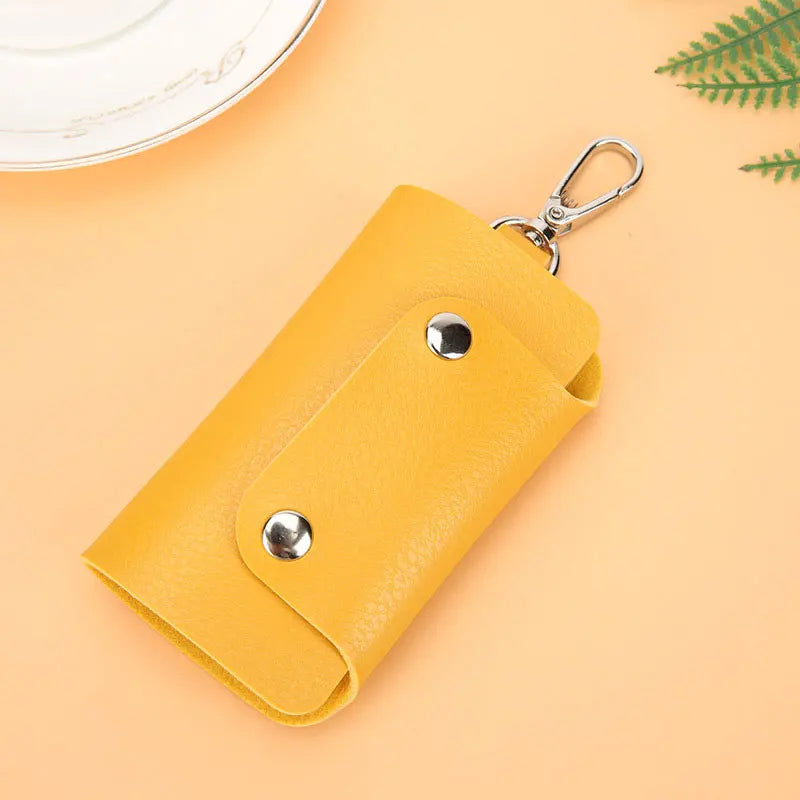PU Keychain Men Women Solid Keyrings Wallet Covered Hasp Keys Wallets