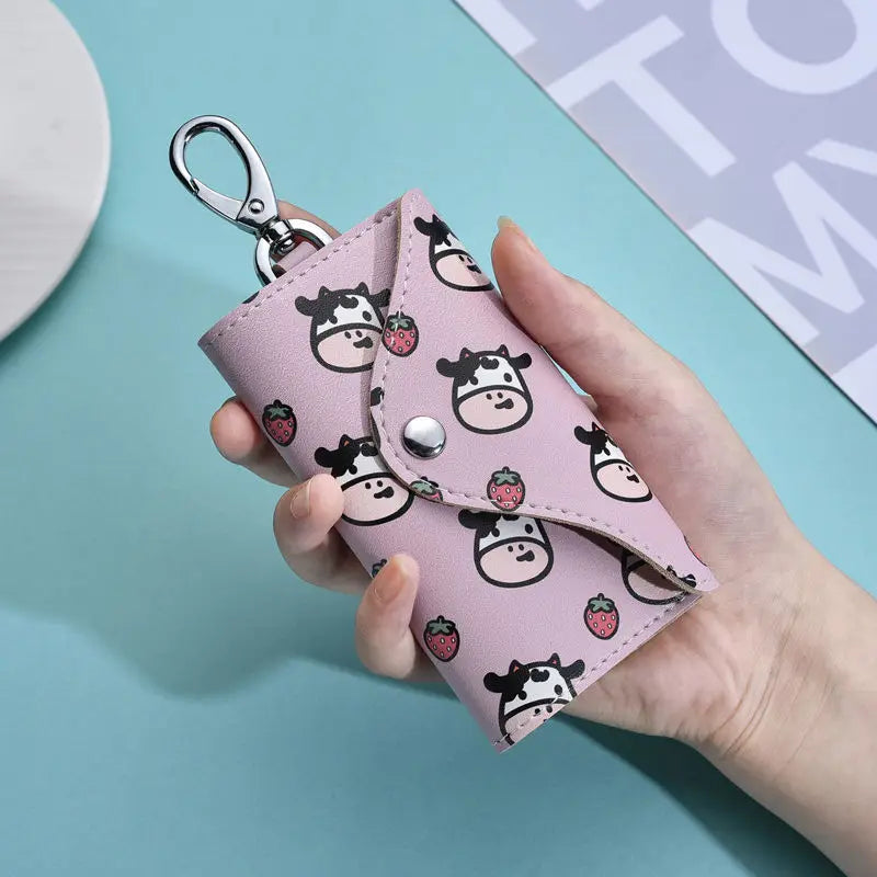 PU Keychain Wallets Cartoon Sweet Hasp Car Key Holders Organizer Mini Pouch