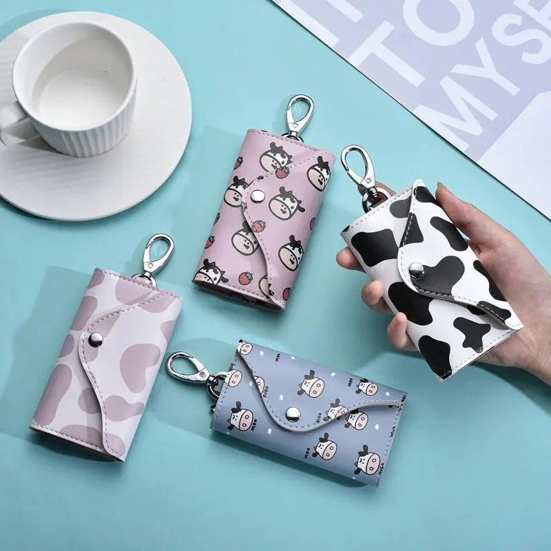 PU Keychain Wallets Cartoon Sweet Hasp Car Key Holders Organizer Mini Pouch