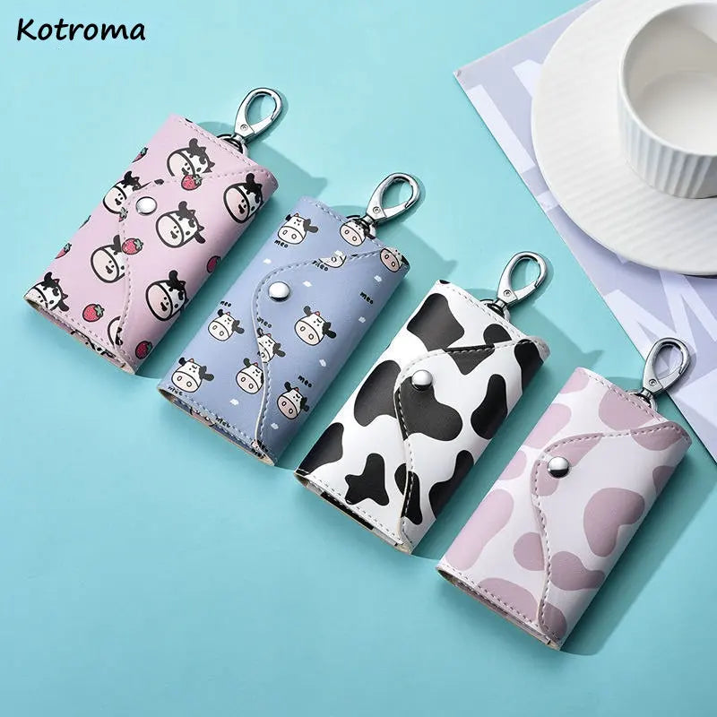 PU Keychain Wallets Cartoon Sweet Hasp Car Key Holders Organizer Mini Pouch