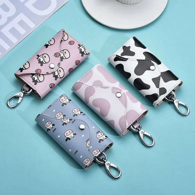 PU Keychain Wallets Cartoon Sweet Hasp Car Key Holders Organizer Mini Pouch