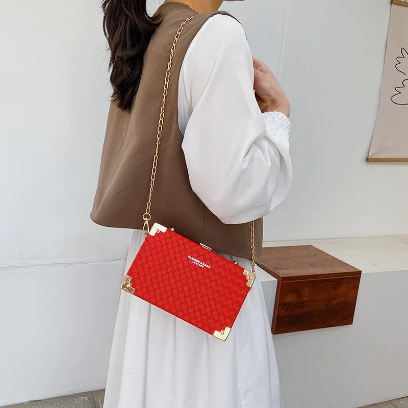 PU Knitting Box Tote Bag High-quality Leather Chain Shoulder Messenger Bag