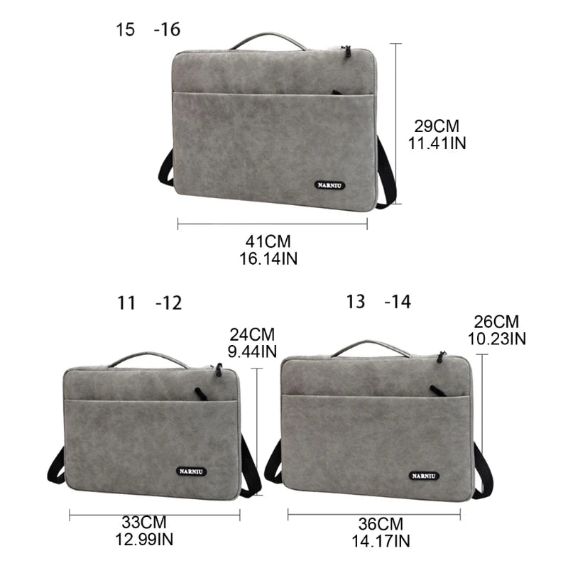 PU Laptop Sleeve Shoulder Bag for 12/14/16in Notebook