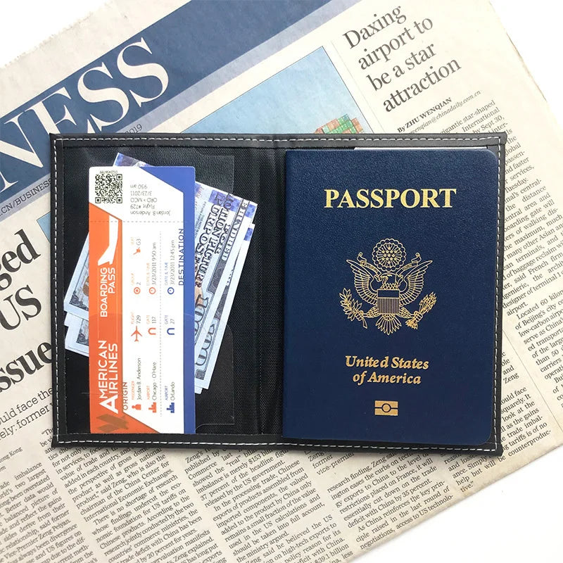PU Leather Air Ticket Passport Cover Case for Travel