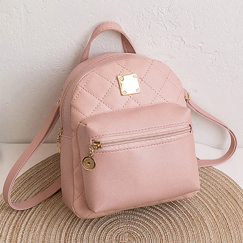 PU Leather Mini Backpack Multi-Function Phone Pouch Pack Casual Student Bookbags