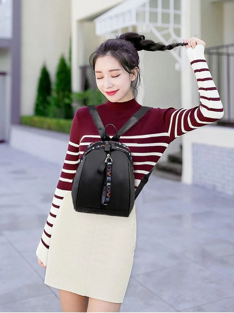 PU Leather Backpack Women Travel School Bag Large Capacity Zipper Rucksack