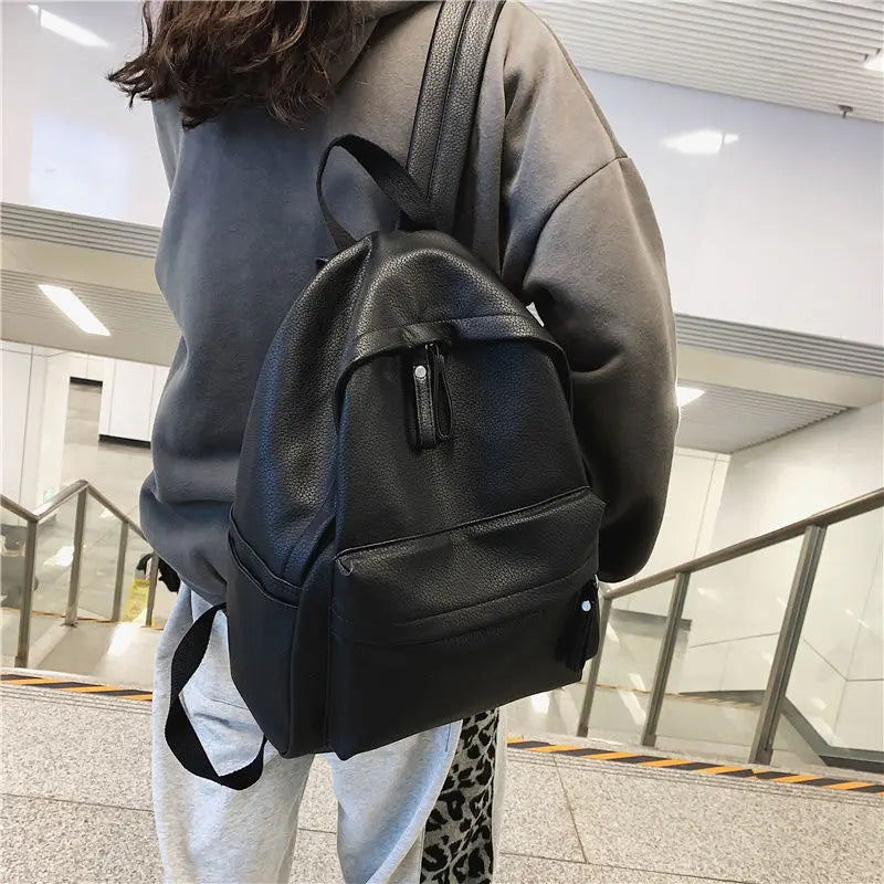 PU Leather Backpacks Women Texture Harajuku Ulzzang Stylish