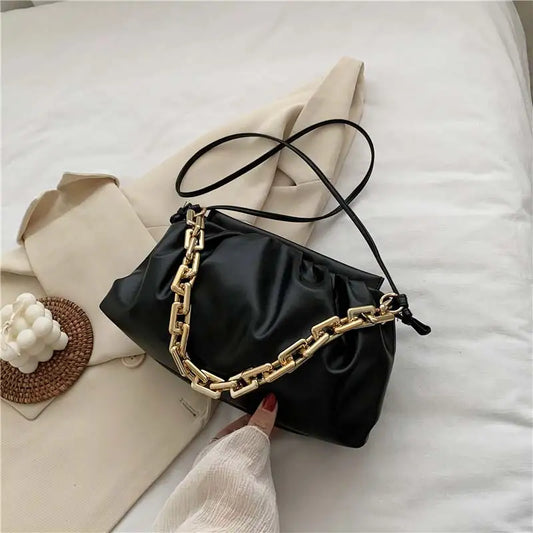 PU Leather Chain Crossbody Cloud Bag for Women Shoulder Messenger Side Bag
