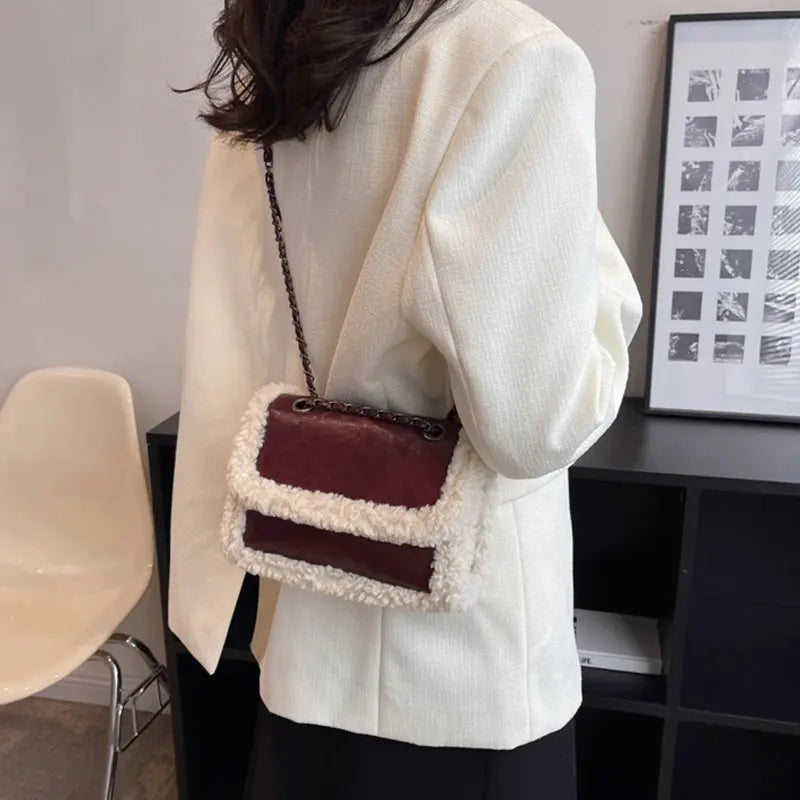 PU Leather Chain Shoulder Crossbody Square Bags for Women