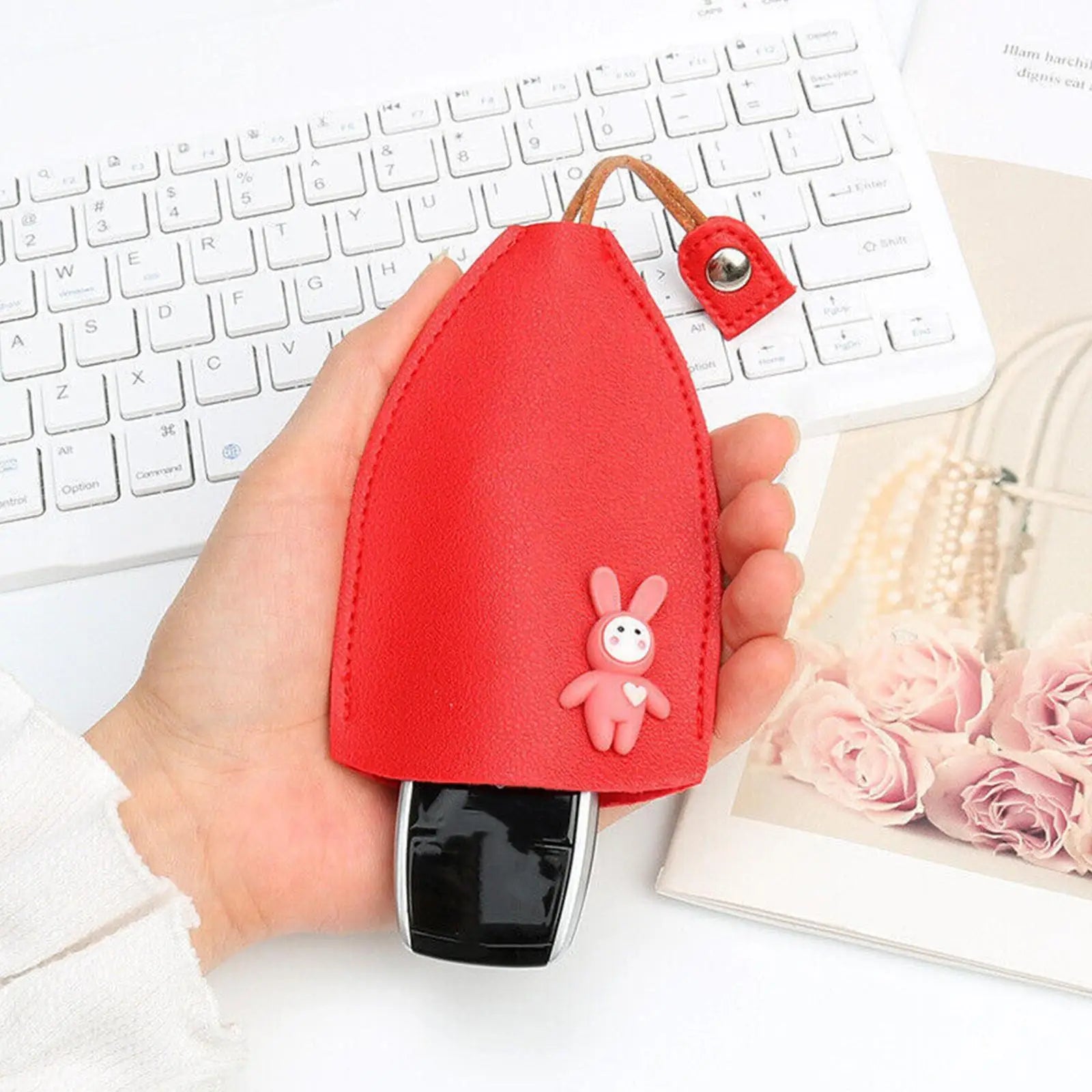 PU Leather Pull Out Car Key Case Keychain Unisex Key Bag