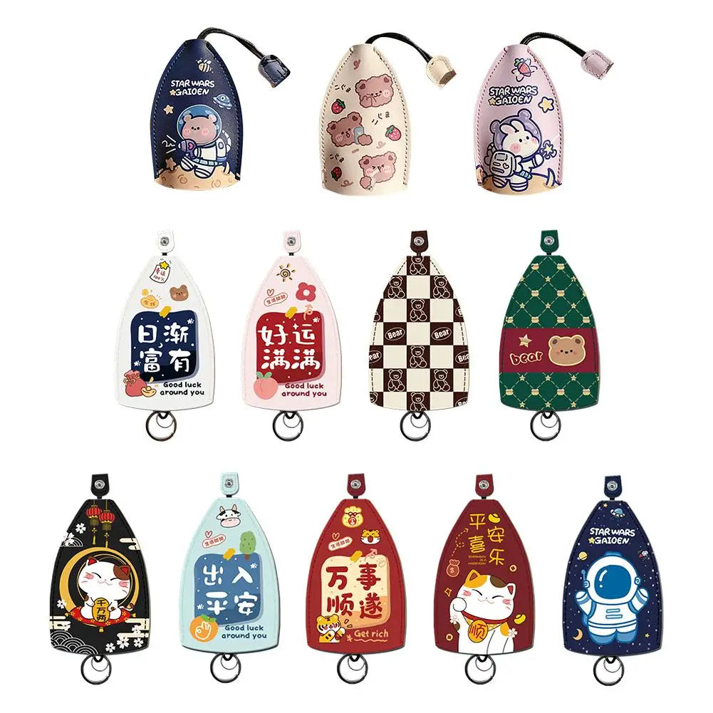 PU Leather Pull Out Car Key Case Keychain Unisex Key Bag