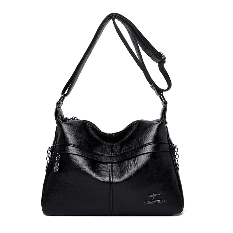 Retro PU Crossbody Bag Women Solid Color Handbag Shoulder Bag