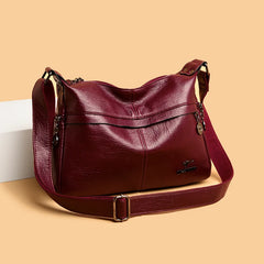 Retro PU Crossbody Bag Women Solid Color Handbag Shoulder Bag