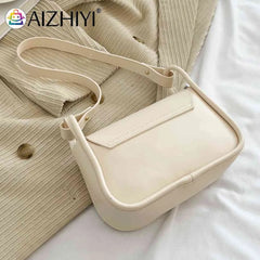 PU Leather Flap Crossbody Bag with Love Clasp, Soft Commute Bag