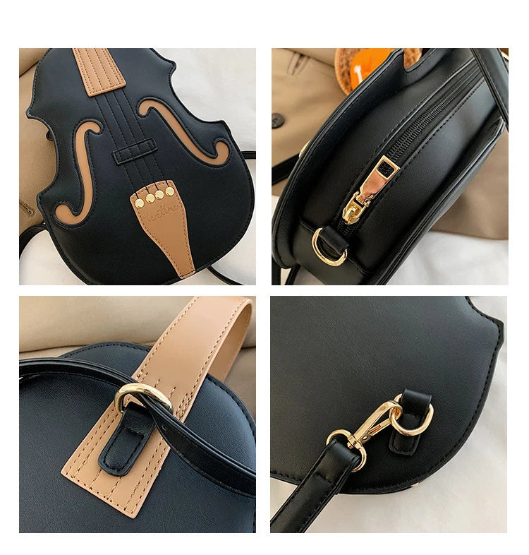 Vintage Violin Shape Shoulder Bag