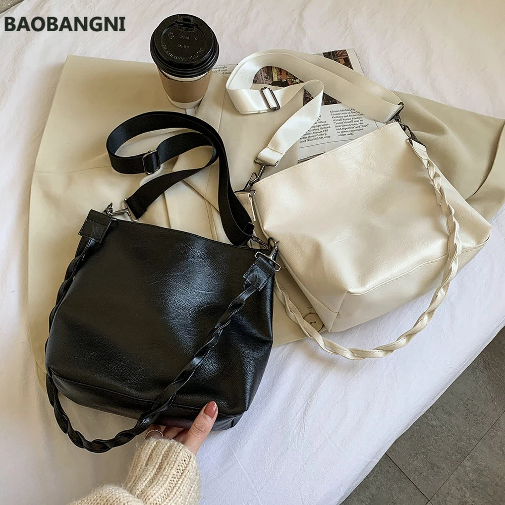 PU Leather Crossbody Bags with Braided Strap for Women